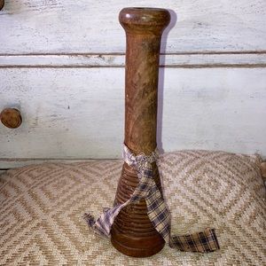 Antique Bobbin Wooden Spindle Candle Holder Primitive Country Farmhouse Decor